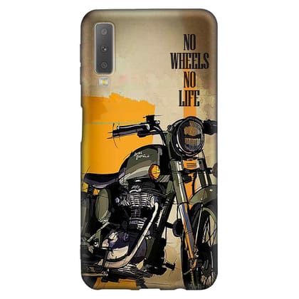 No Wheels No Life Samsung A7 2018 Premium Embossed Mobile cover