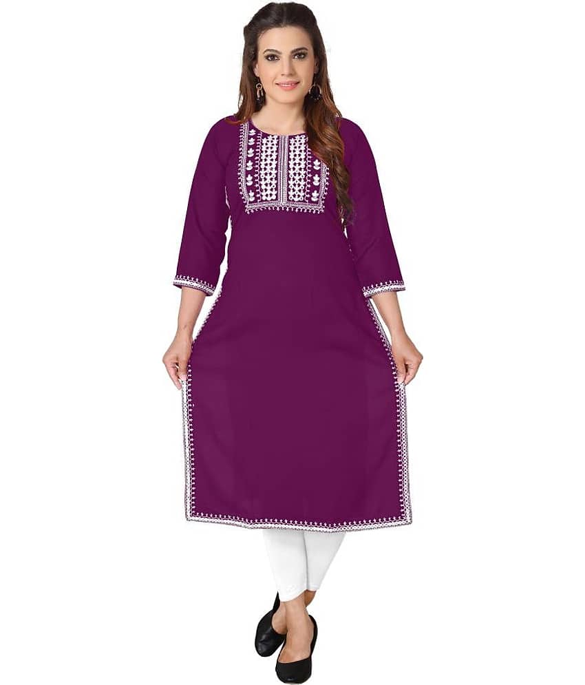 Kapadia - Purple Rayon Women's Straight Kurti ( Pack of 1 )