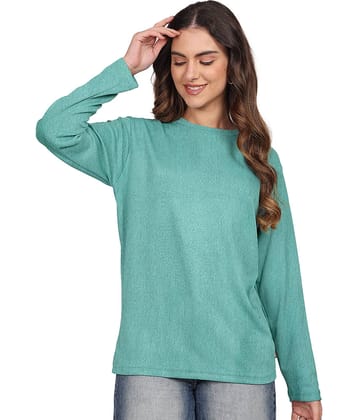 Leotude Women Cotton Blend Solid Oversized Fit Round Neck T-Shirt ( Green )