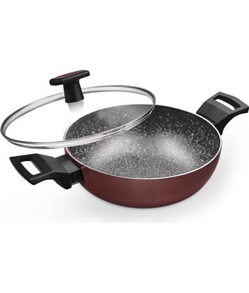 Milton Pro Cook Granito Induction Kadhai With Lid, 26 cm / 3.4 Litre, Burgundy