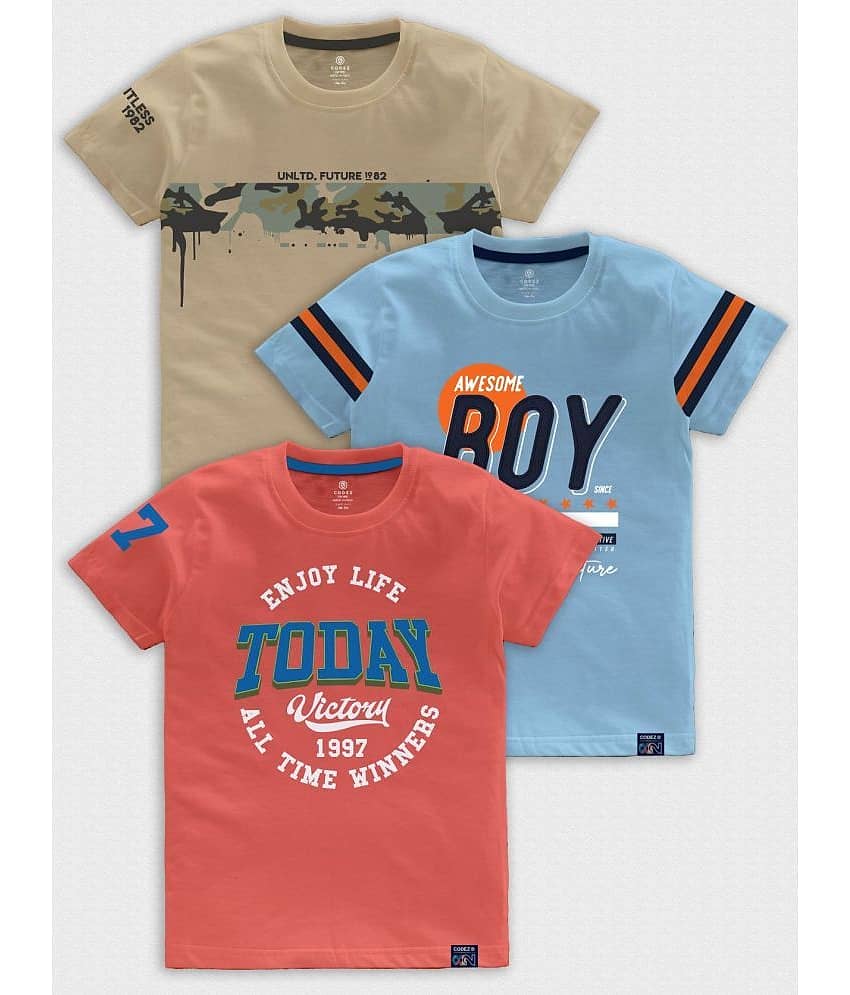 CODEZ Pack of 1 Boys Cotton Blend T-Shirt ( Multicolor )