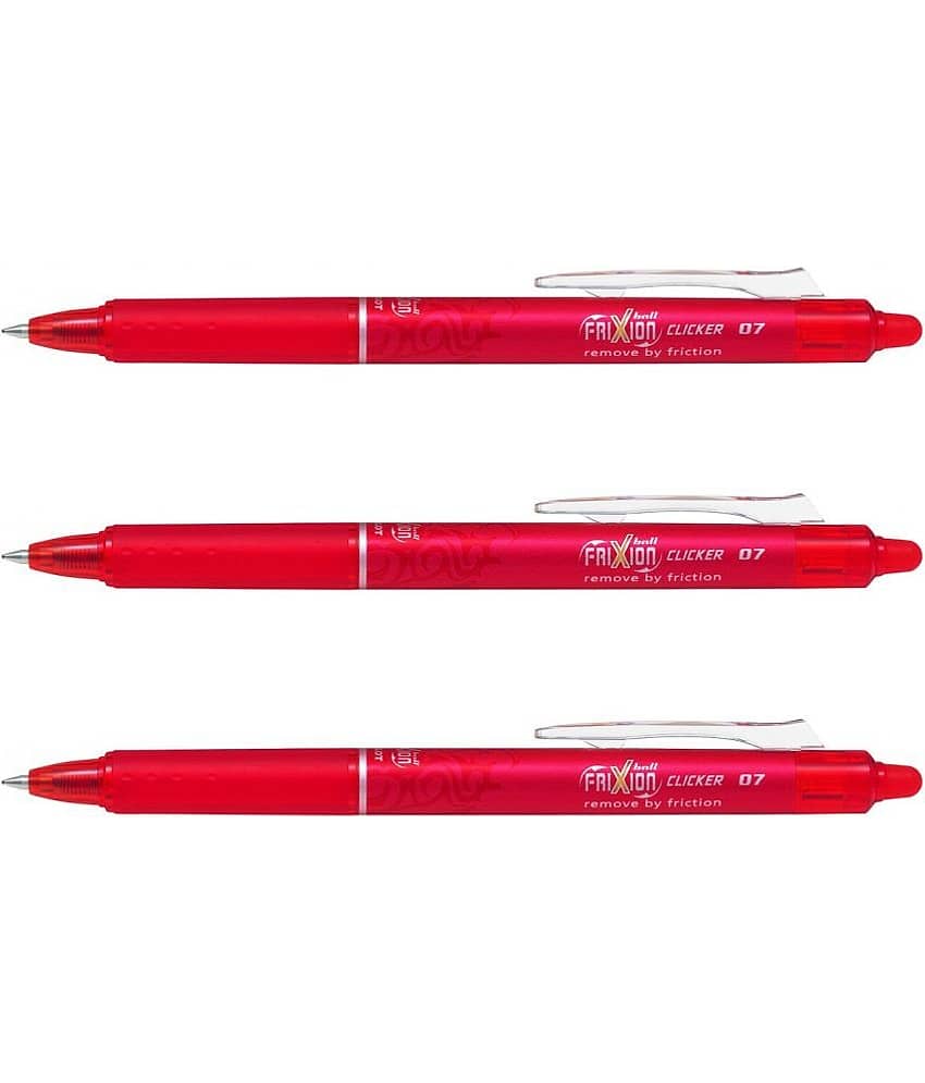 Pilot Frixion RT Clicker Ball Pen Red Pack of 3