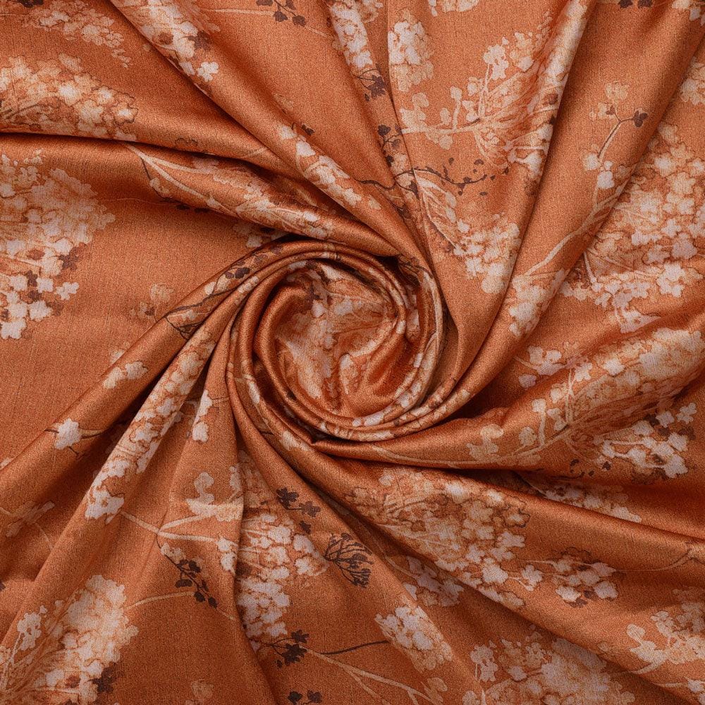 Brown Brush Painted Flower Digital Printed Fabric