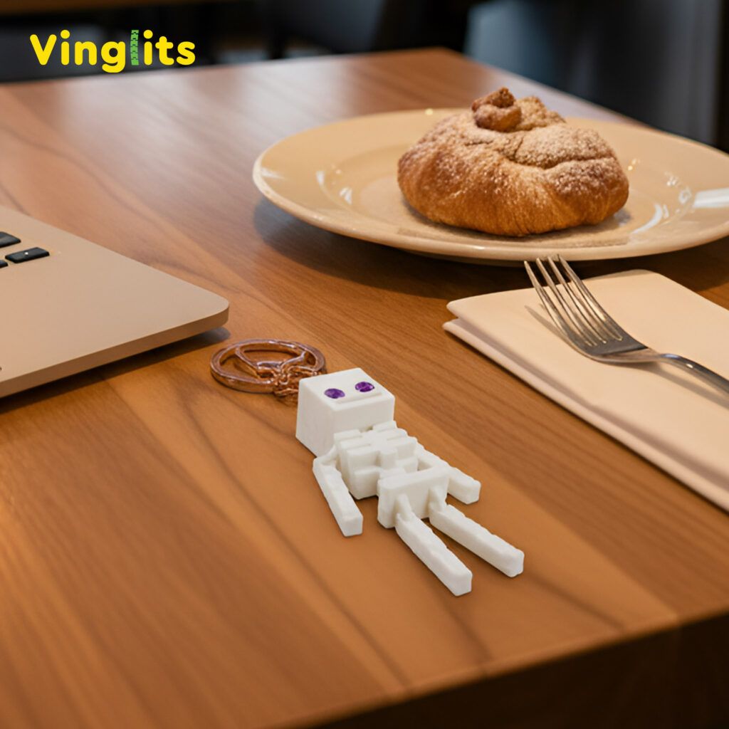 Vinglits Fantasy Shelf 3D Printed Keychains – Articulated Animal Toys, Pocket-Friendly Keyrings, Stress Relief Desk Toys for Kids & Adults, Collectible Accessories (Minecraft - Minie, Medium)