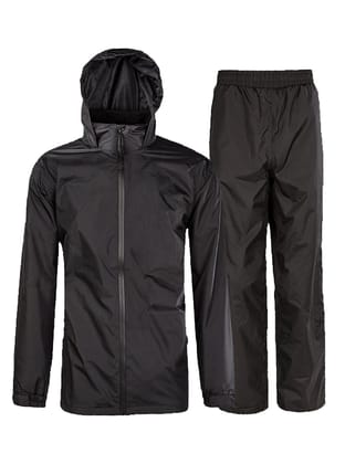 Romano nx 100% Waterproof Heavy Duty Double Layer Hooded Rain Coat Men with Jacket and Pant in a Storage Bag-Medium
