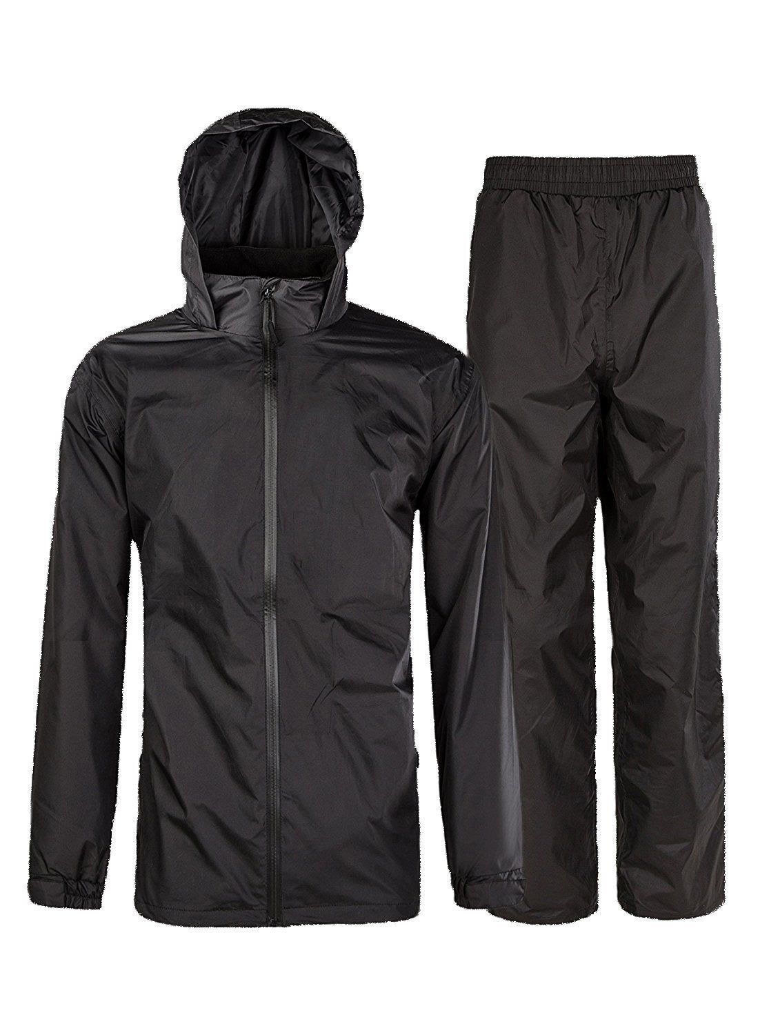 Romano nx 100% Waterproof Heavy Duty Double Layer Hooded Rain Coat Men with Jacket and Pant in a Storage Bag-Medium