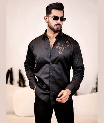 KITWELL Cotton Blend Regular Fit Embroidered Full Sleeves Men's Casual Shirt - Black ( Pack of 1 )