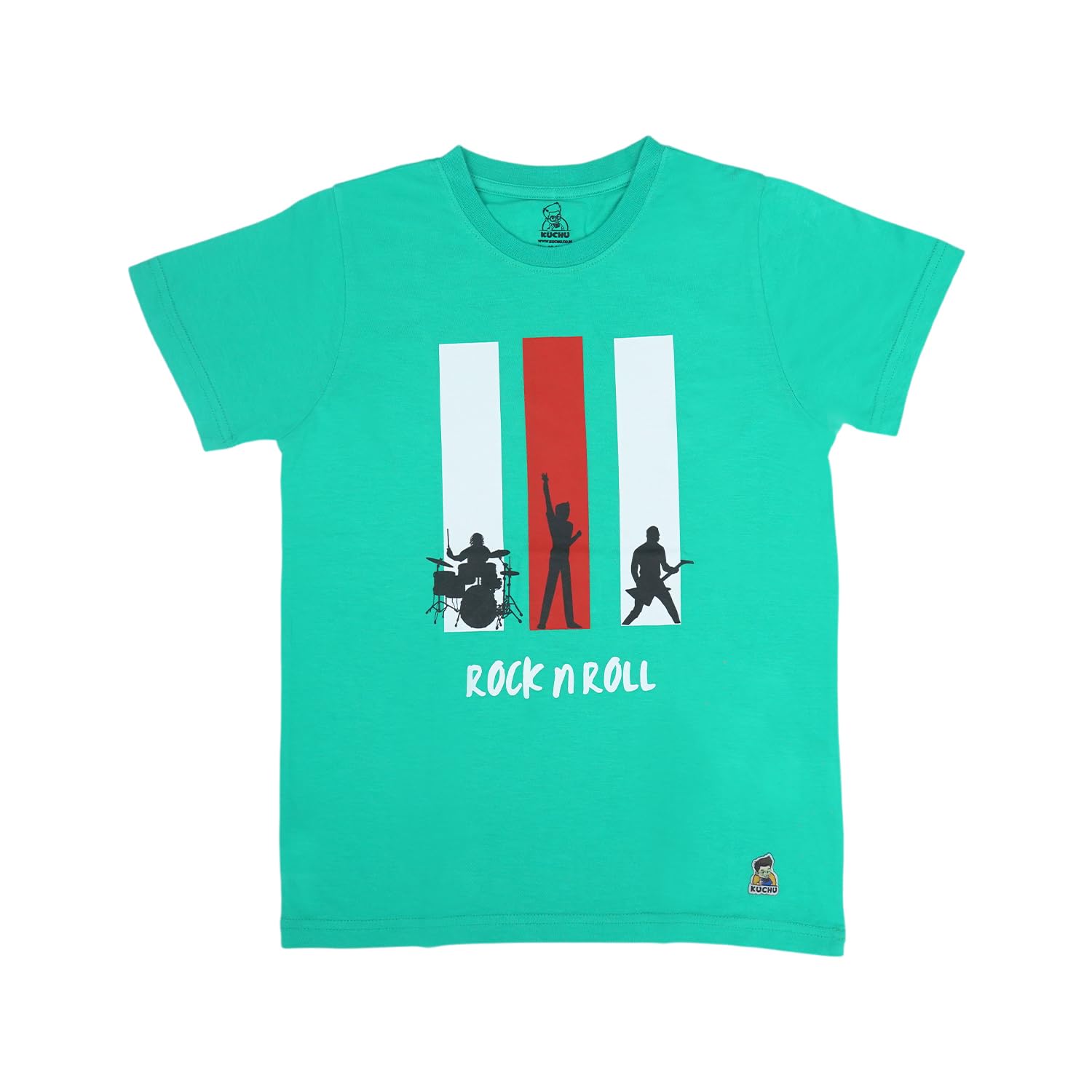 KUCHU Kids’ Unisex T-Shirt“Rock n Roll” Digital Print | Soft Cotton-Modal Blend | Breathable, Comfortable & Durable Casual Wear for Boys & Girls