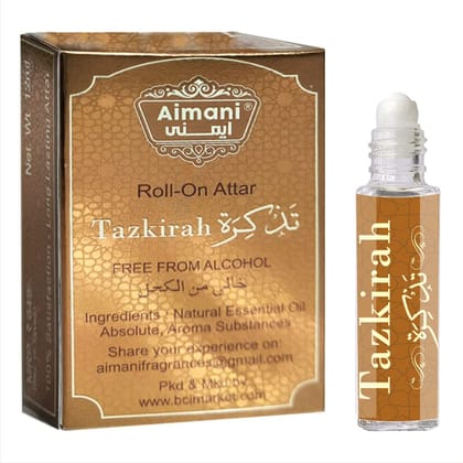 Aimani Tazkirah Oudh Attar 6ml – Alcohol-Free Unisex Oud Perfume Oil | Long Lasting Arabic Fragrance for Men & Women | 06ml