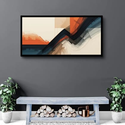 Luminary Urban Uprise–Modern Minimalist Museum-Quality Cotton Canvas Handprint for Study Room Décor | Frame Size (127 X 69 Cm) | Frame Type (Black) | 5-Year Warranty