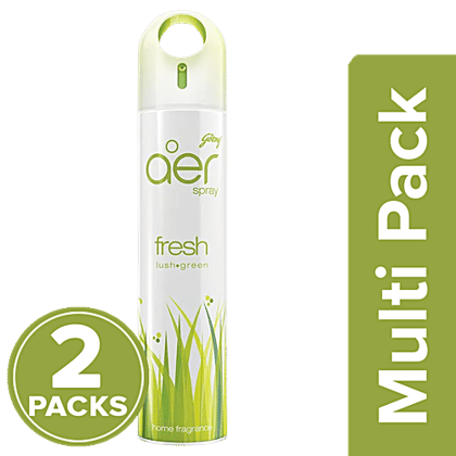 Godrej Aer Spray - Home & Office Air Freshener, Fresh Lush Green, 2 x 220 ml Multipack