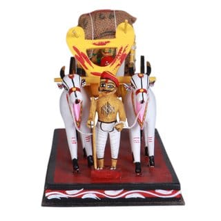 Lepakshi Handicrafts Kondapalli Bullock Cart Wooden Toy - Handcrafted Traditional Decor and Gift (Multicolor, 8 x 3.5 x 6.5 Inches)