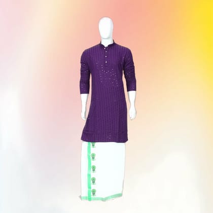 Embellished Purple Kurta with Traditional Dhoti Set | Festive Ethnic Wear | Wedding & Celebrations