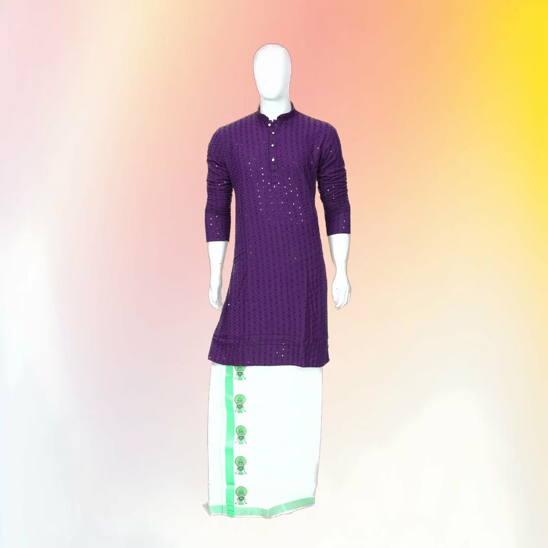 Embellished Purple Kurta with Traditional Dhoti Set | Festive Ethnic Wear | Wedding & Celebrations