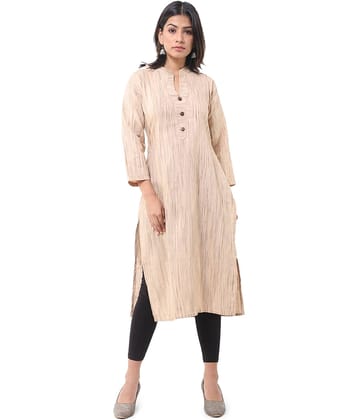 DESHBANDHU DBK - Beige Cotton Women's Straight Kurti ( Pack of 1 )