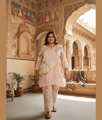 Flavia Creation Women Top With Trousers Co-Ord Set ( Pink )