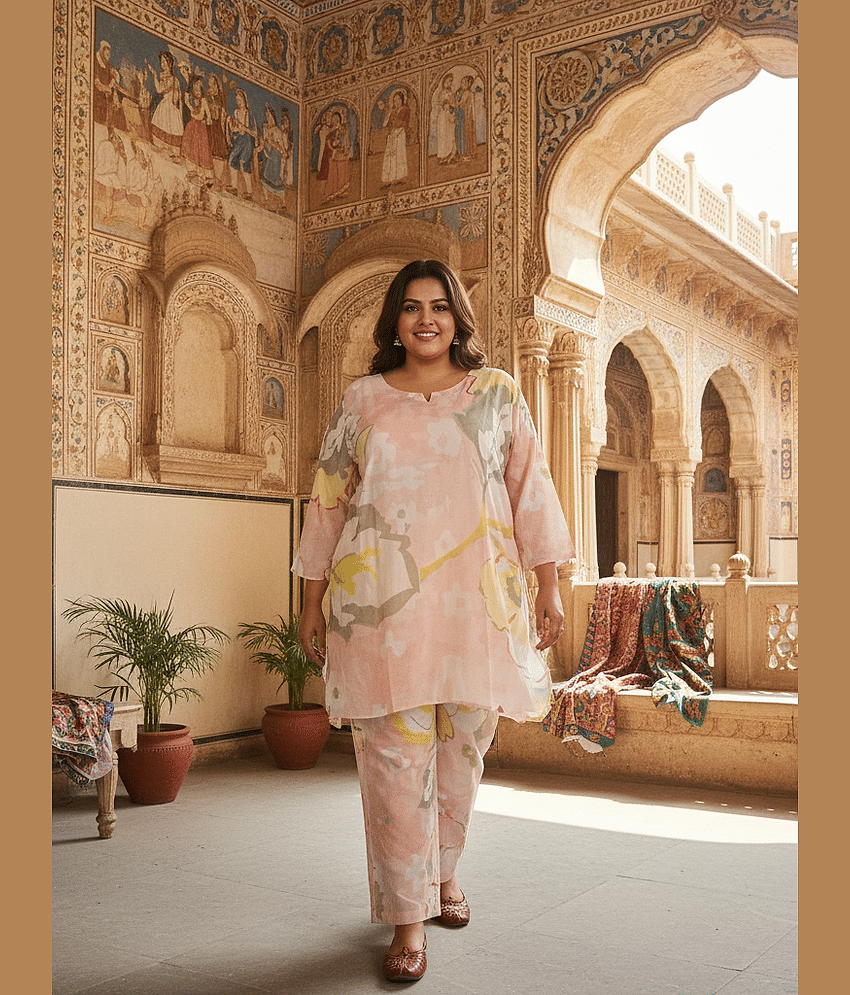 Flavia Creation Women Top With Trousers Co-Ord Set ( Pink )