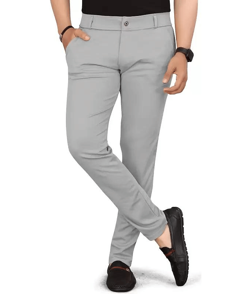 ikigai Regular Flat Men's Chinos - Grey ( Pack of 1 )
