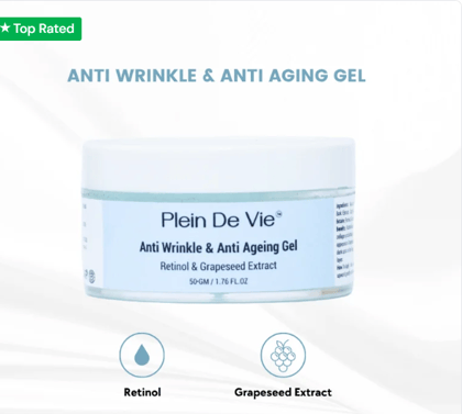 Anti Wrinkle & Anti Ageing Gel with Retinol & Grapeseed Extract - 50gms