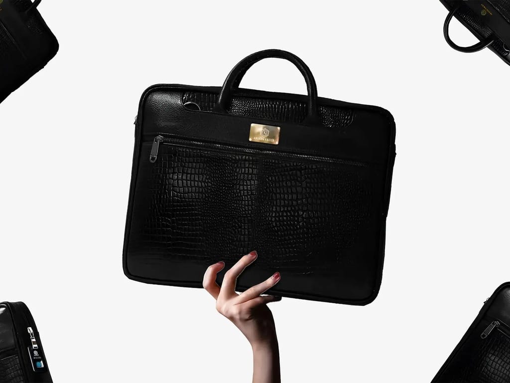 Croc-Textured Leather Bag