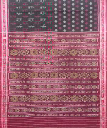 Black and maroon sambalpuri handloom cotton saree Black and maroon sambalpuri handloom cotton saree