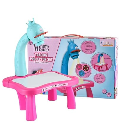 Minnie Mouse Drawing Kids Projector Set Painting Desk Table with Patterns & Colorful Water Pens Table Lamp for Better Creativity & Education Board Game for Kids