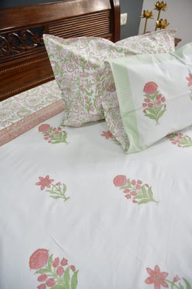 Peachy Dreams: Jaipur Hand Block Bedsheet - King (90 x 108) inches bedsheet