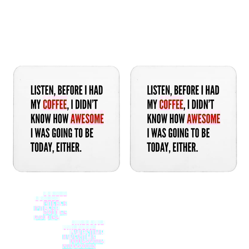 Multicolor Awesome I Was Going To Be Set Of 2 Square Wooden Coaster