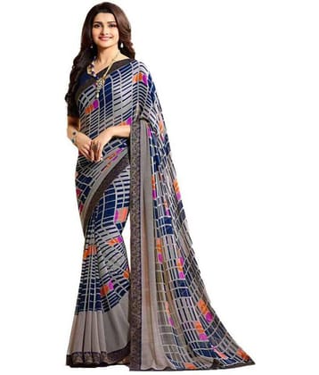 Gazal Fashions Georgette Printed Saree With Unstitched Blouse Piece ( Multicolor )