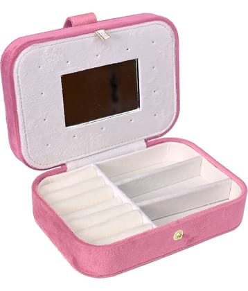 Jewellery Organiser PU Leather Zipper Portable Storage Box with Divider Container