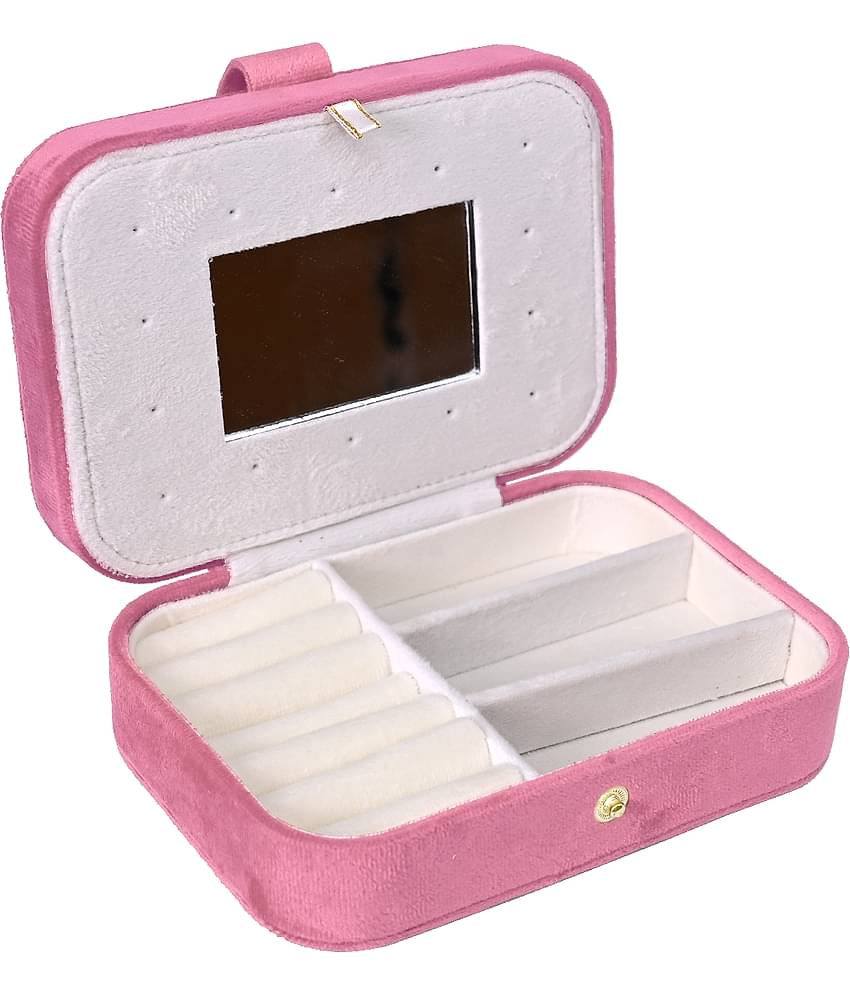 Jewellery Organiser PU Leather Zipper Portable Storage Box with Divider Container