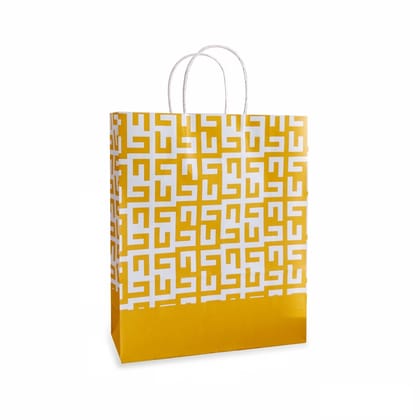 90 GSM Yellow Printed Paper Gift Bags, Paper Carry Bags For Birthday Gifts, Return Gift Bags, Office Party, Corporate Gifting & Festive Gifting (Size: 12 x 10 x 4 inch) -  Set of 12 90 GSM Yellow Printed Paper Gift Bags, Paper Carry Bags For Birthday Gifts, Return Gift Bags, Office Party, Corporate Gifting & Festive Gifting (Size: 12 x 10 x 4 inch) -  Set of 12