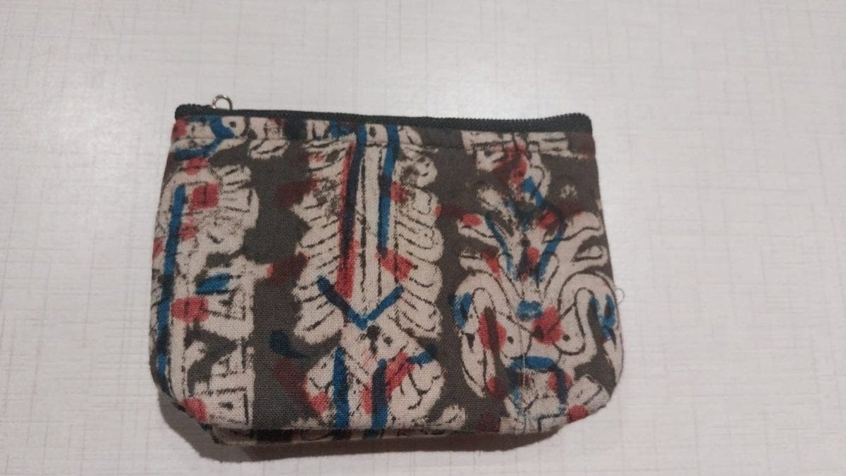Ethnic Print Cotton Zipper Pouch | Compact Accessory Organizer | Casual Daily Use