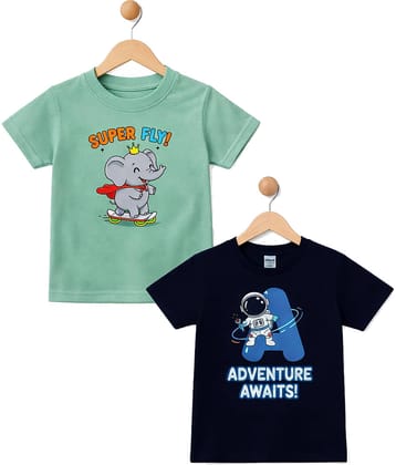 RBF84 Pack of 2 Boys & Girls Cotton Blend T-Shirt ( Multi )