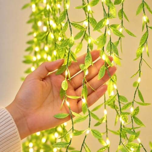 Artificial Leaf Curtain LED String Light, 200 LEDs, 8 Modes, Adjustable Brightness, Lights for Diwali Decoration,