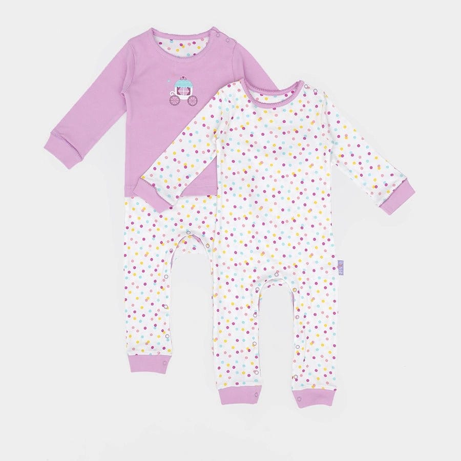 Baby Girl Comfy Knitted Sleep suit - Unicorn (Pack of 2)-12-18 M / Purple