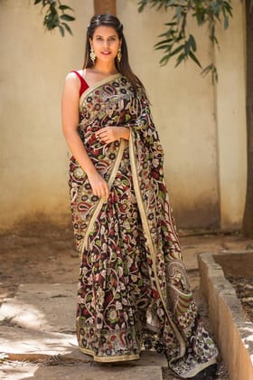 Outstanding Multi Color Linen Digital Printed Sari 1050