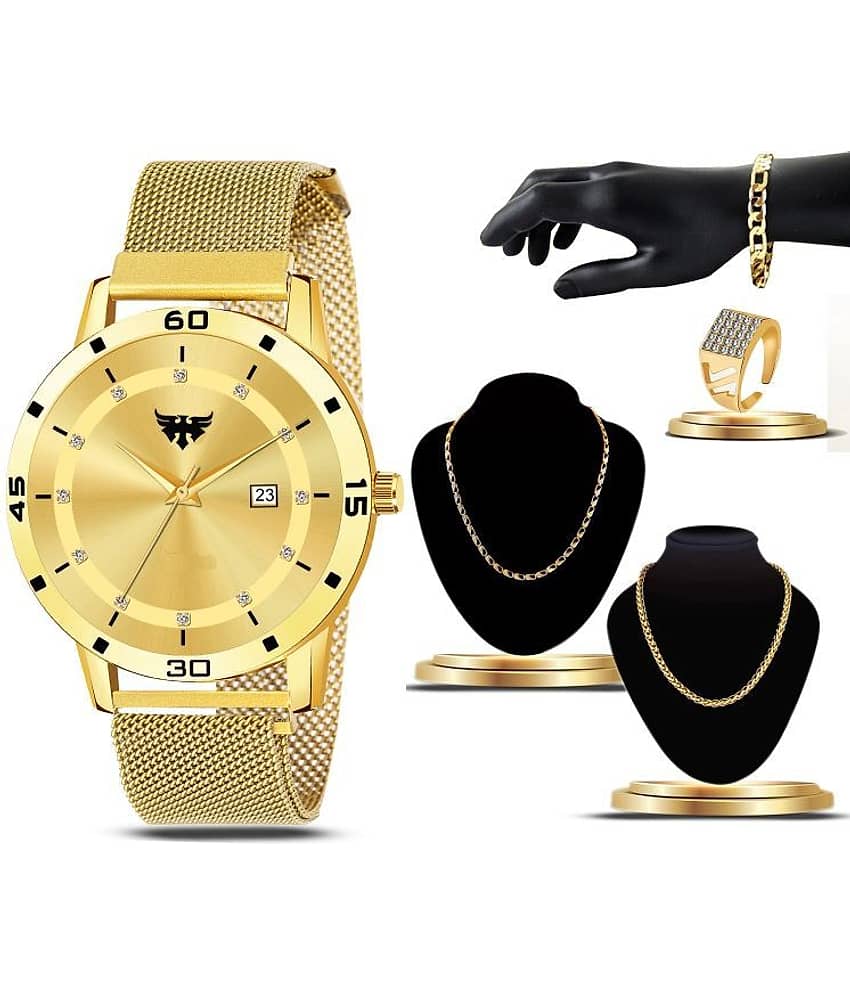 Fadiso Fashion Gold Metal Analog Men's Watch