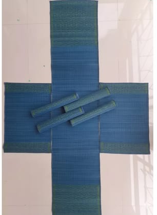 Sandhya Mat Unit Handwoven Natural Madurkathi Table Mat And Runner Set For Dining Sandhya Mat Unit Handwoven Natural Madurkathi Table Mat And Runner Set For Dining