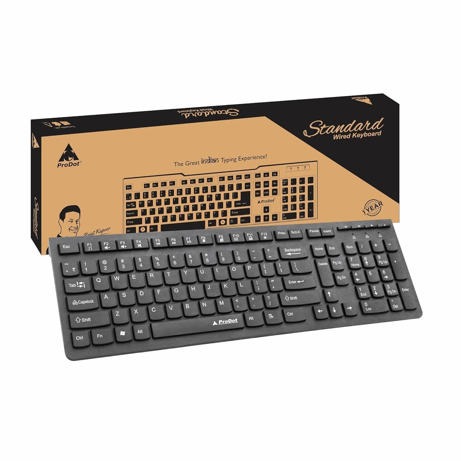 ProDot QWERTY �Made in India� Keyboard with Low Profile Keys, Spill Resistant Design for Windows, Mac, PC, Laptop