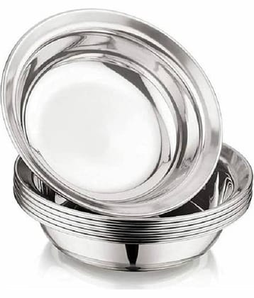 Dynore 6 Pcs Stainless Steel Silver Dessert Plate