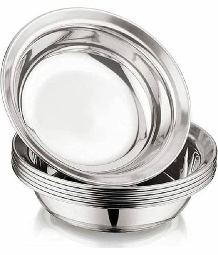 Dynore 6 Pcs Stainless Steel Silver Dessert Plate