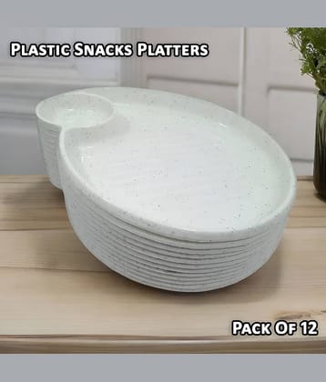 kitchrox 12 Pcs Plastic White Platter