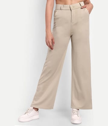 Broadstar Pack of 1 Polyester Straight Women's Casual Pants ( Beige )