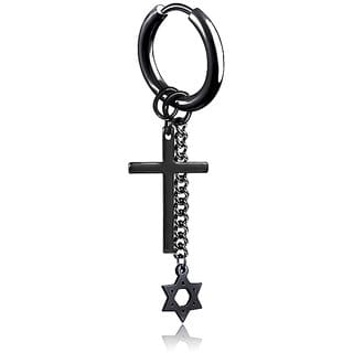 Hip Hop Cross Style Black Earring