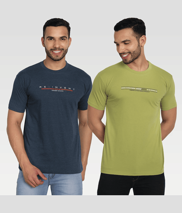Zeffit Pack of 2 Cotton Blend Regular Fit Men's T-Shirt ( Multicolor )