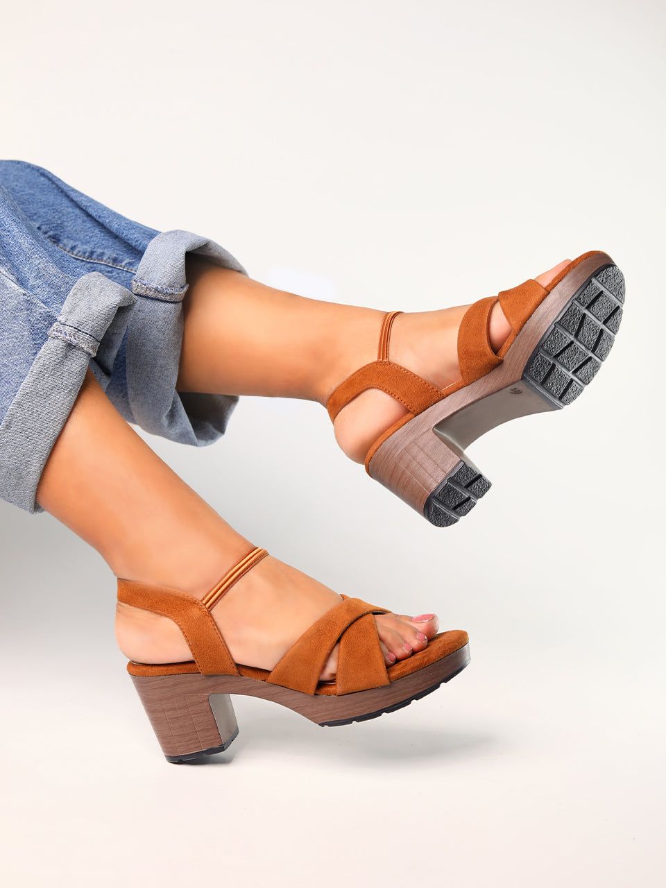 Maria Brown Block Heels-37 / Brown