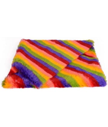 Fur Cloth, Rainbow ( Multi Lines Colored ), Size 38 " x 32" Cm Hair Length Used For Dresses, Soft Toys Making, Jackets, Sofas Backs Etc