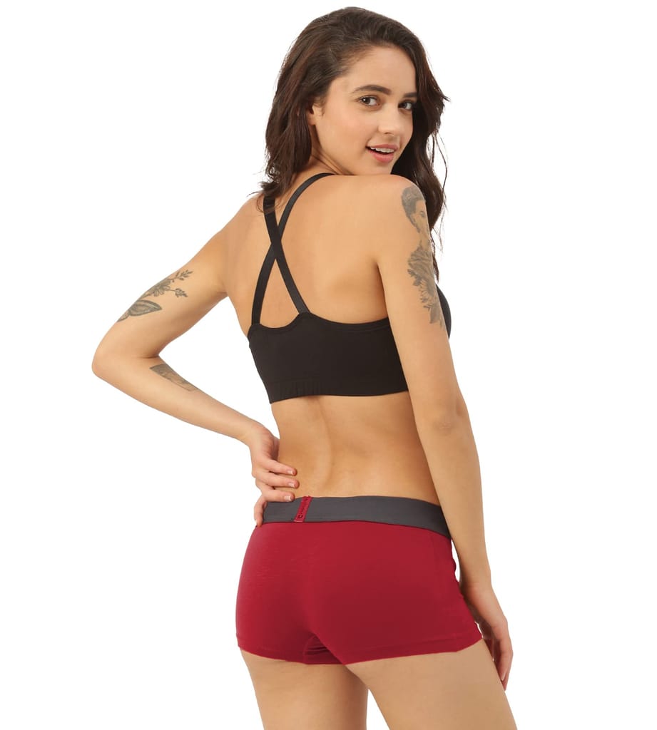 Freecultr Women's Underwear Antibacterial Micromodal Airsoft | Boy Short - Non-Itch, No Chafing, Sweat-Proof Comfort Pack of 1-Sassy Red