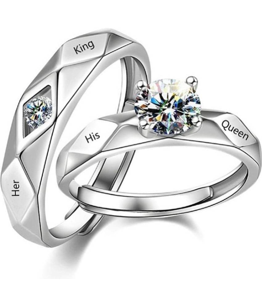 FASHION FRILL - Silver Couple Ring ( Pack of 2 )